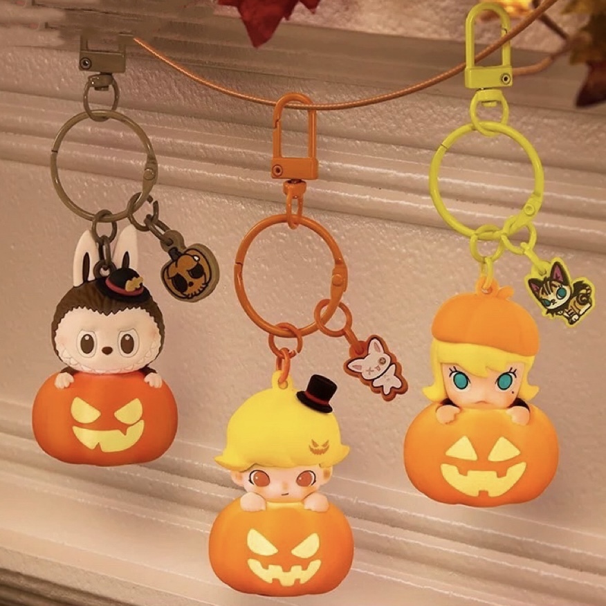 POPMART泡泡瑪特 LABUBU 南瓜 萬聖節 吊飾 發光 鑰匙圈