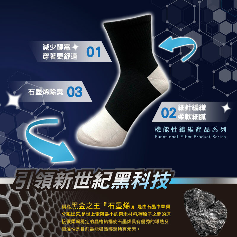 【台灣預購】TW082605 石墨烯健康新科技細針休閒襪 (4對裝)