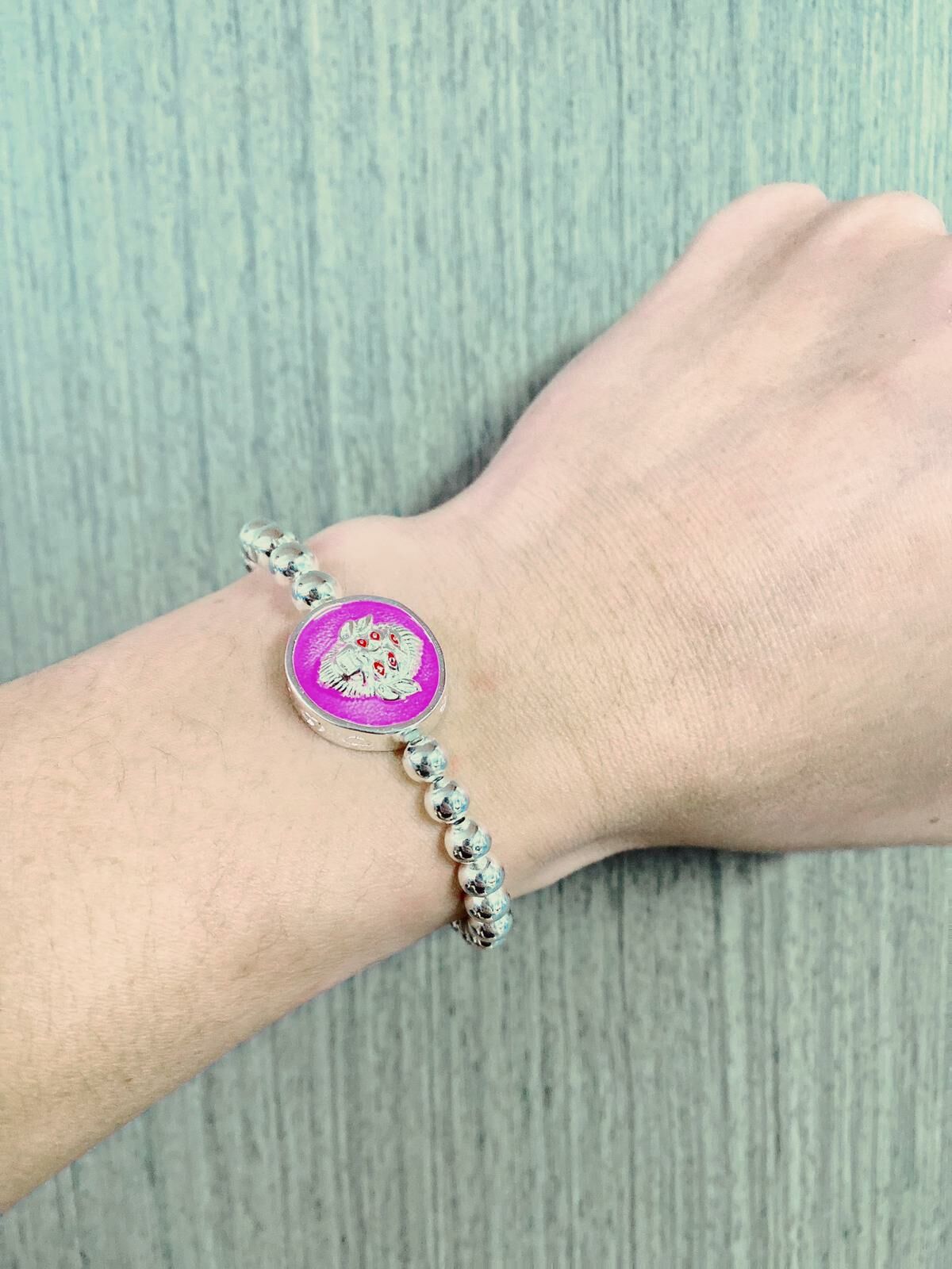 阿贊蘇賓師傅 五眼四耳純銀手鍊 (圓牌型)