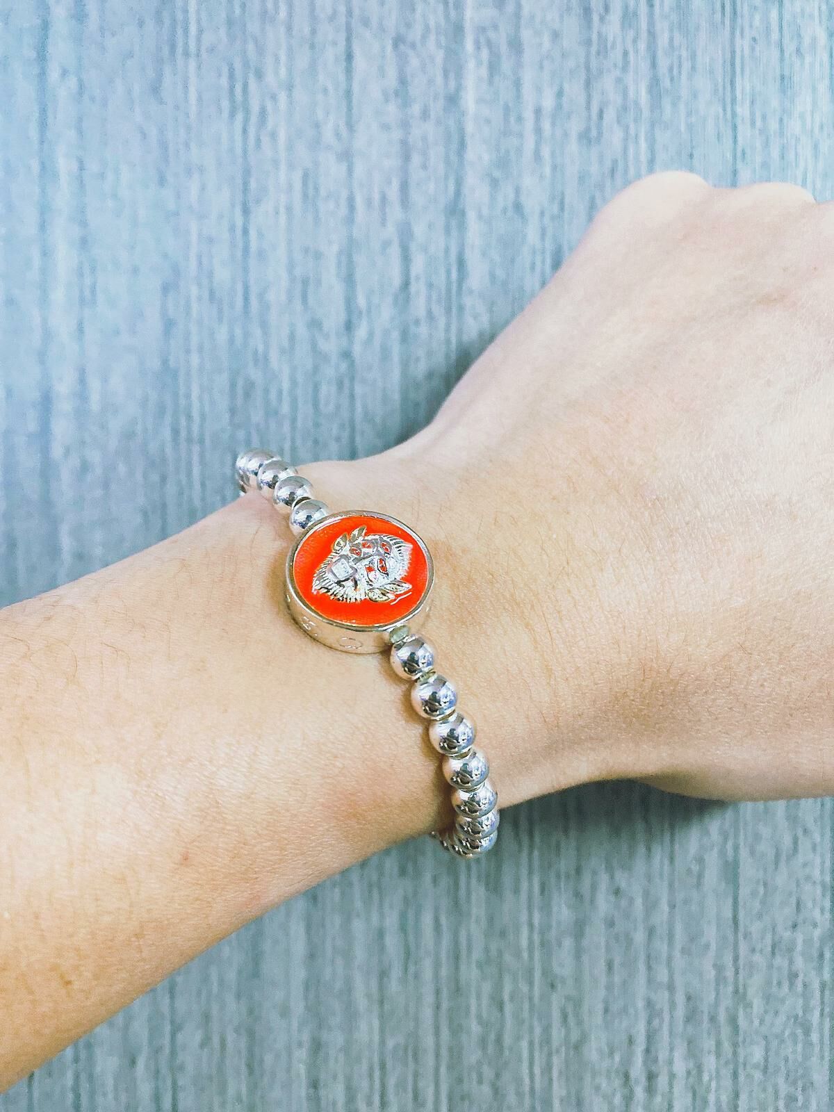 阿贊蘇賓師傅 五眼四耳純銀手鍊 (圓牌型)