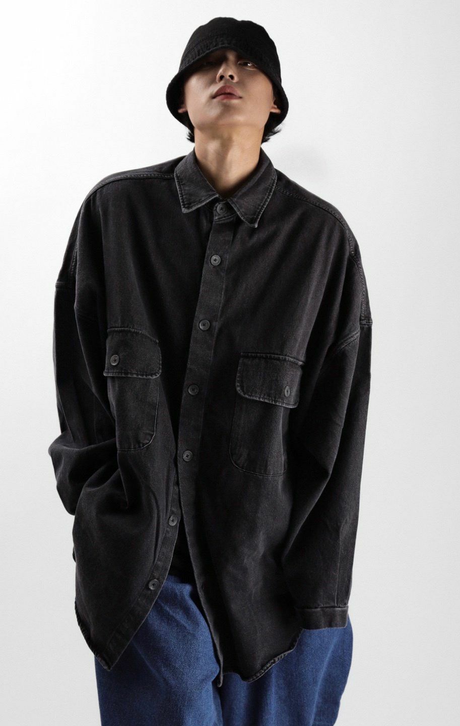 牛仔長袖恤衫 S1164