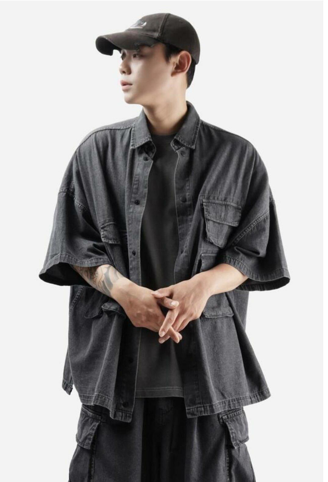 淨色牛仔短袖恤衫 FARMERS-034S