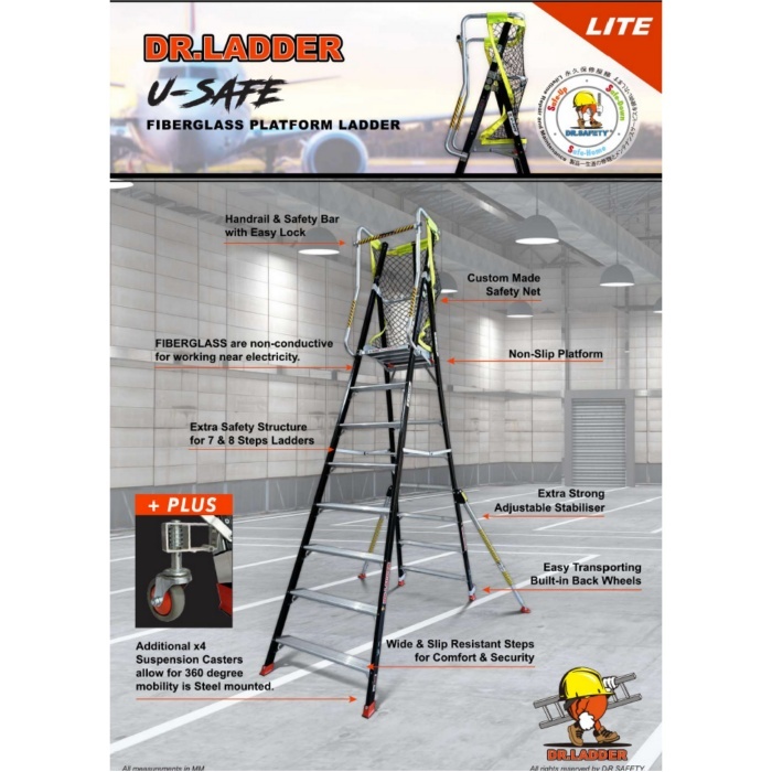 N003  DR. LADDER 輕裝纖維平台梯  (有斜撐)