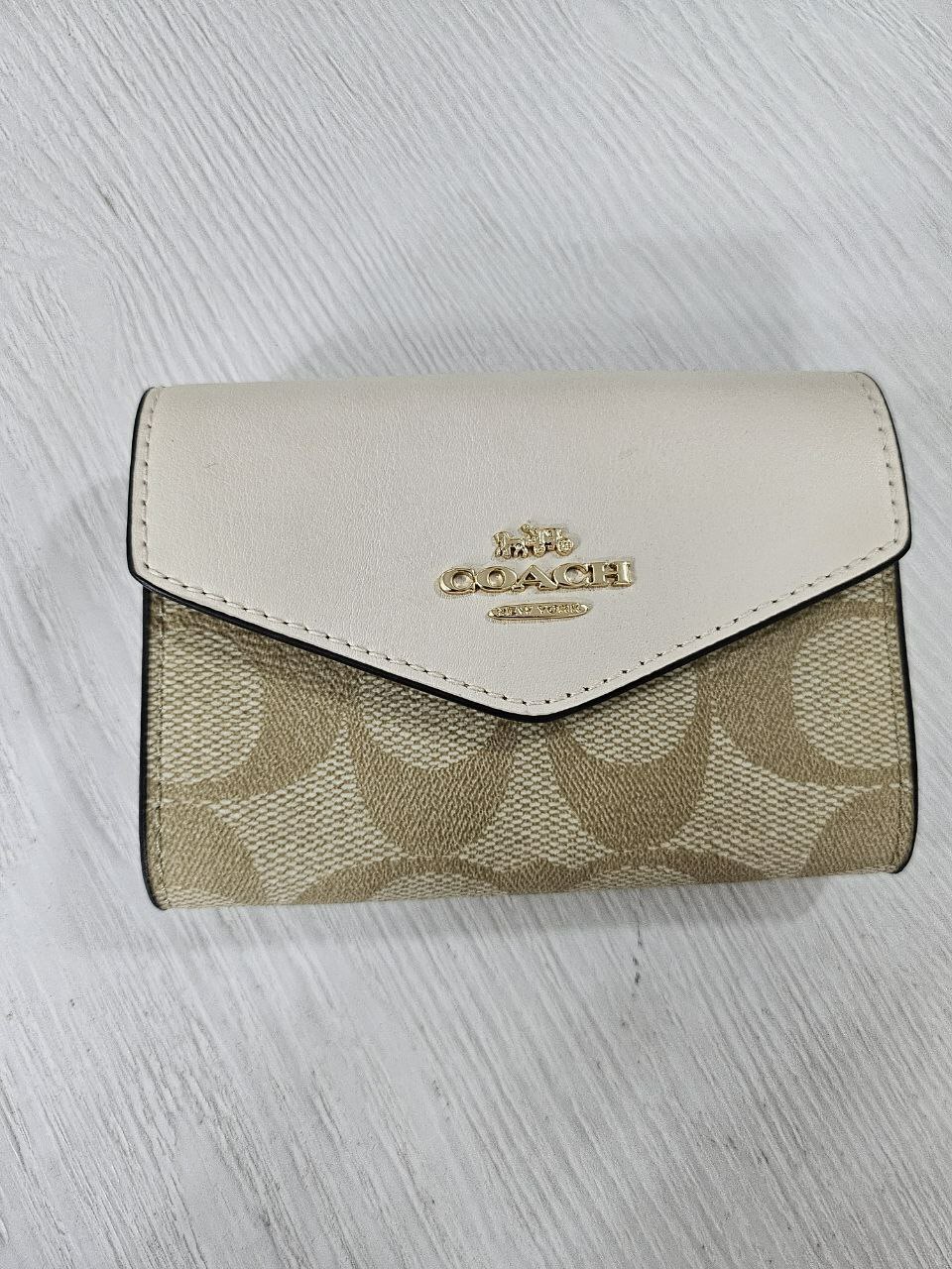[S] COACH CH202 SIGNATURE FLAP CC,IM/LIGHT KHAKI/CHALK, 195031868535 (SCO984)