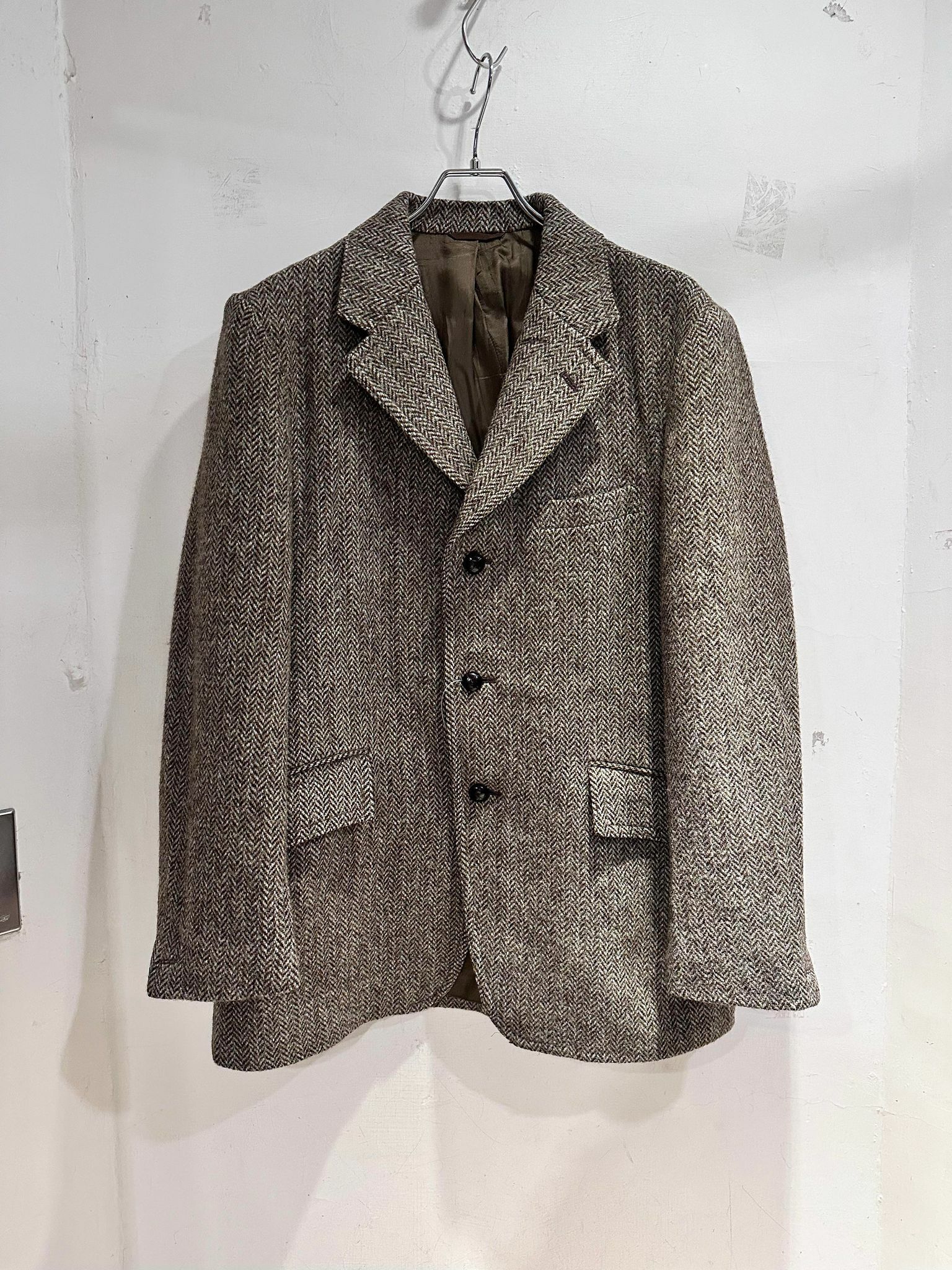 60s Harris Tweed Wool Jacket *Brown ( Herringbone Wool )