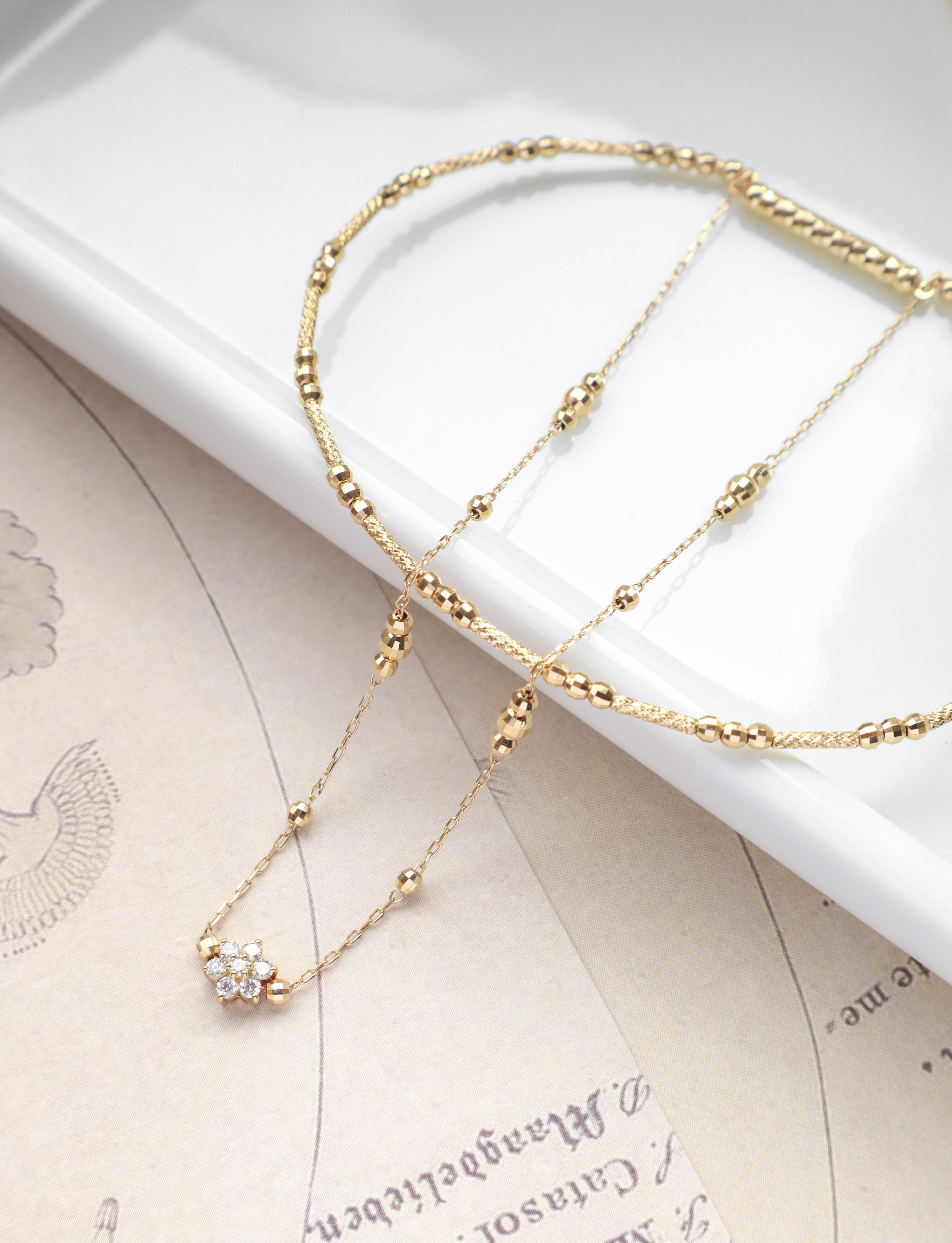 18K/日本設計款系列-雙排花鑽手環鍊