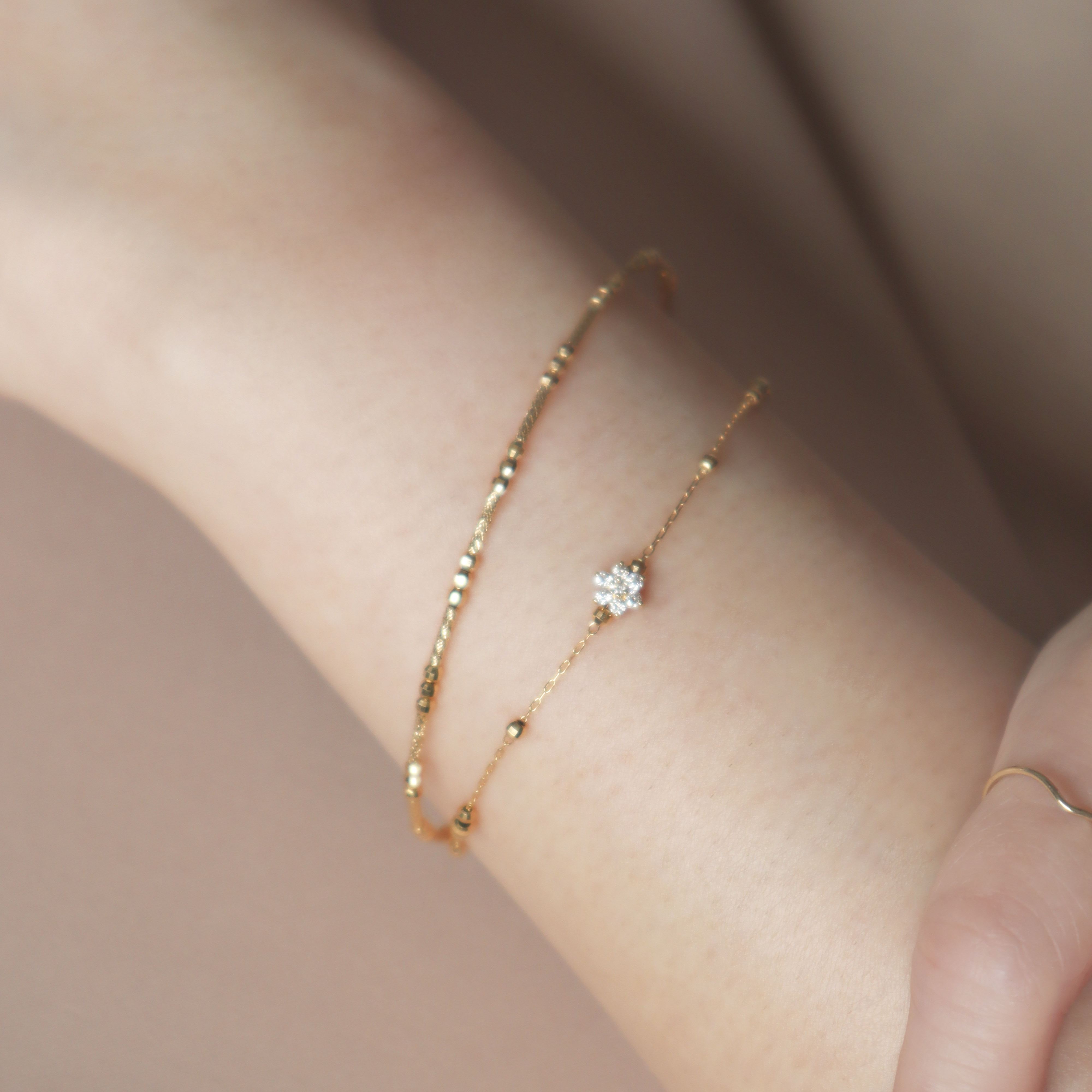 18K/日本設計款系列-雙排花鑽手環鍊