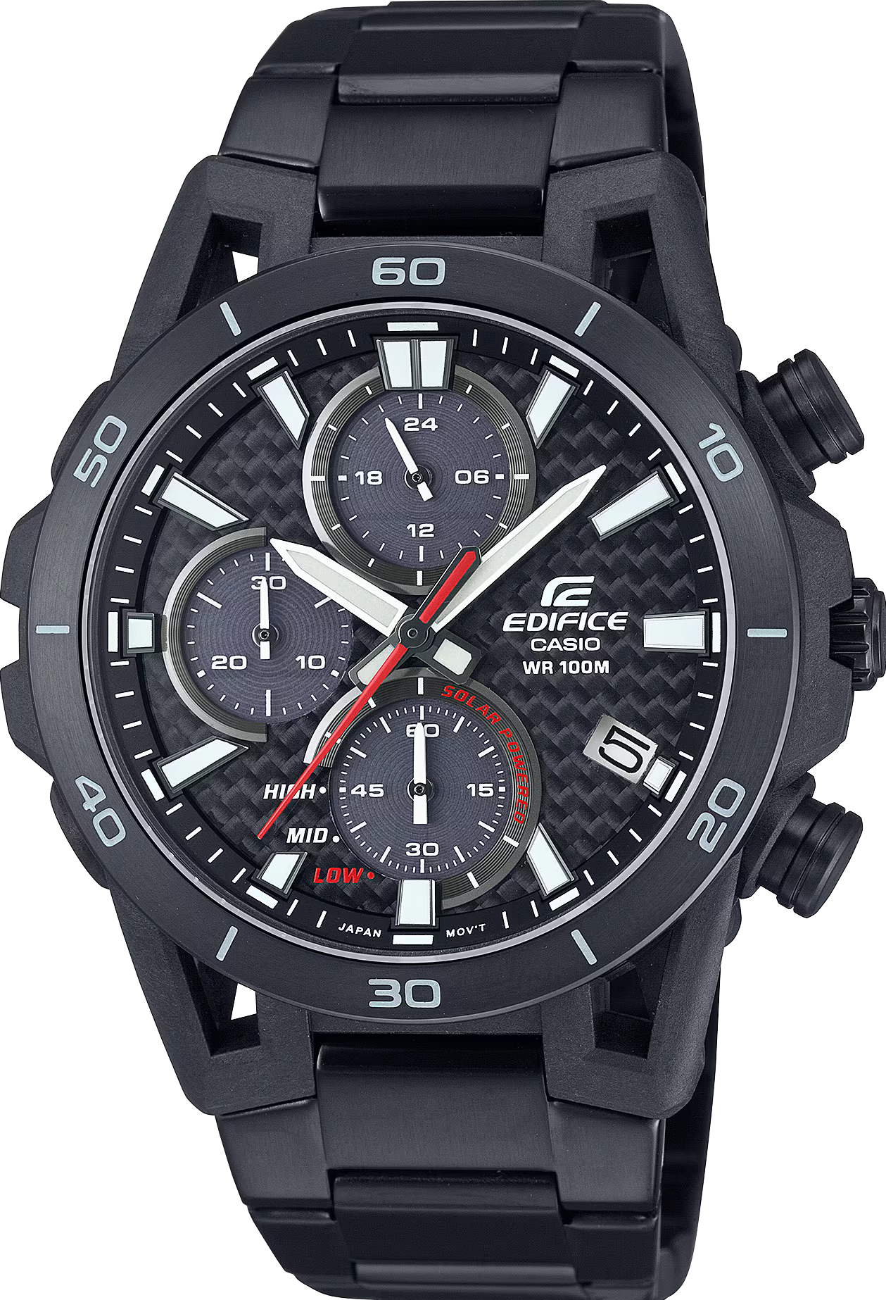 萬年鐘錶 - CASIO EDIFICE 系列 碳纖維賽車太陽能三眼計時男錶 EQS-960DC-1AV  錶徑 : 44.5MM