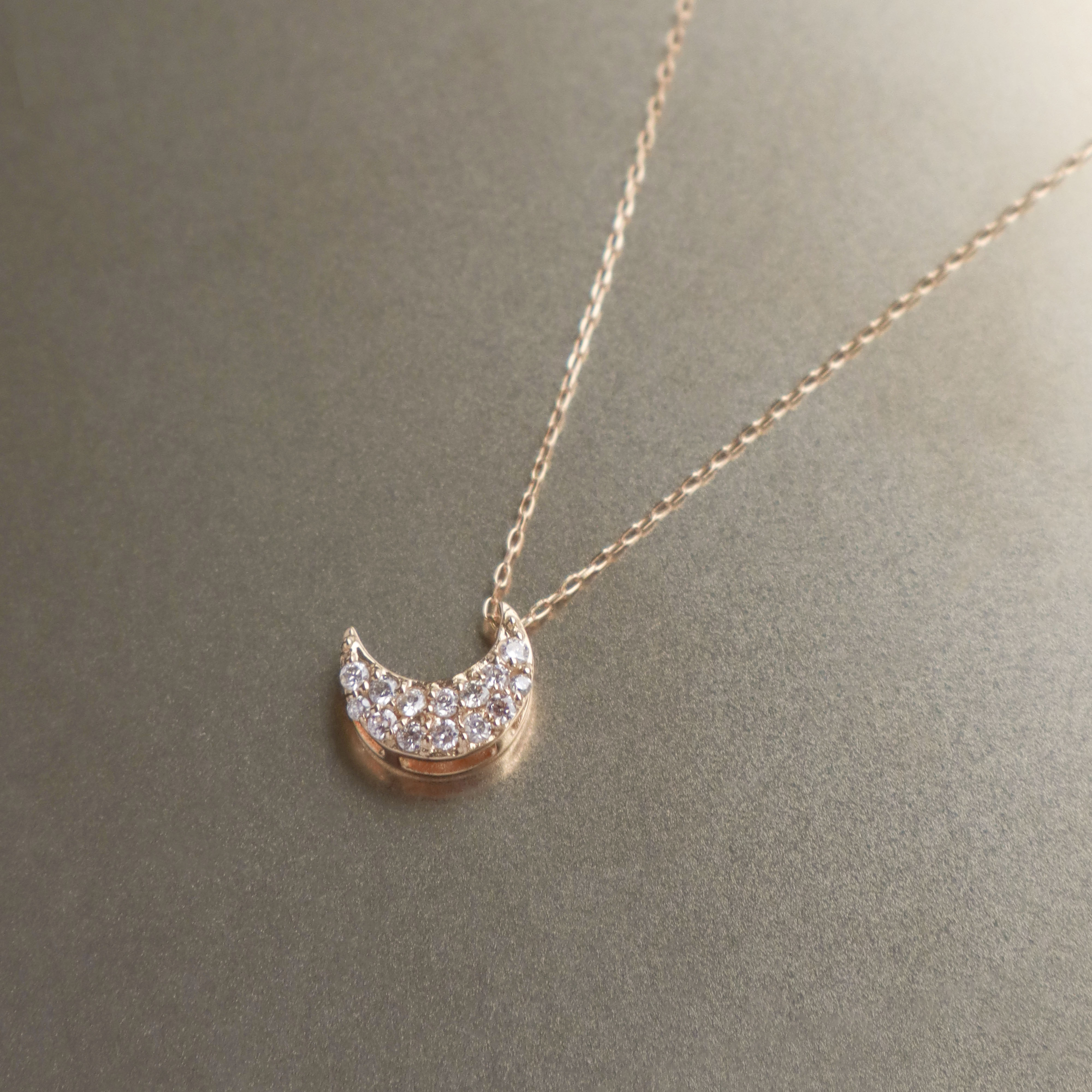 18K/滿鑽月影項鍊