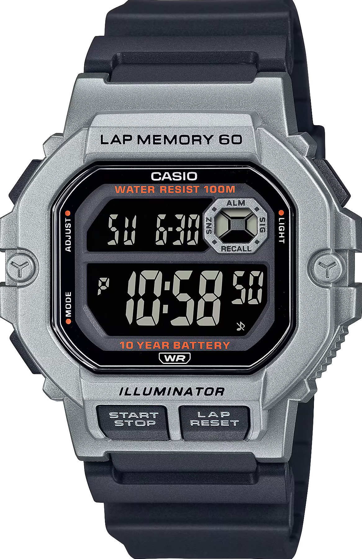 萬年鐘錶 - 卡西歐  CASIO  方形運動時尚數位顯示電子錶   WS-1400H-1BV 錶徑 44.5MM
