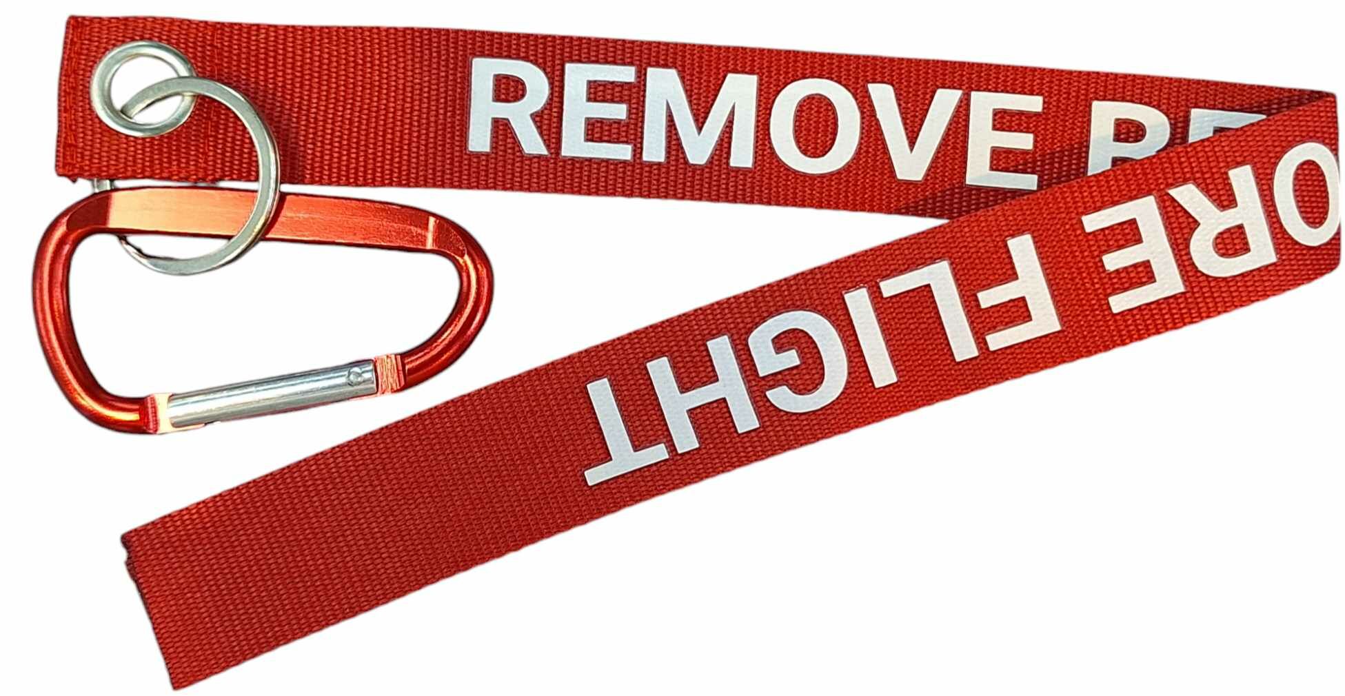 REMOVE BEFORE FLIGHT飛行前拆除反光長版紅色鑰匙扣