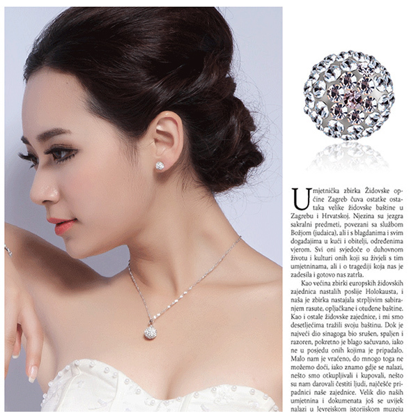 JK Korea 8mm rhinestone ball stud earrings J0194