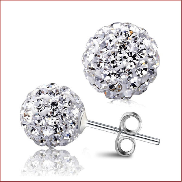 JK Korea 8mm rhinestone ball stud earrings J0194