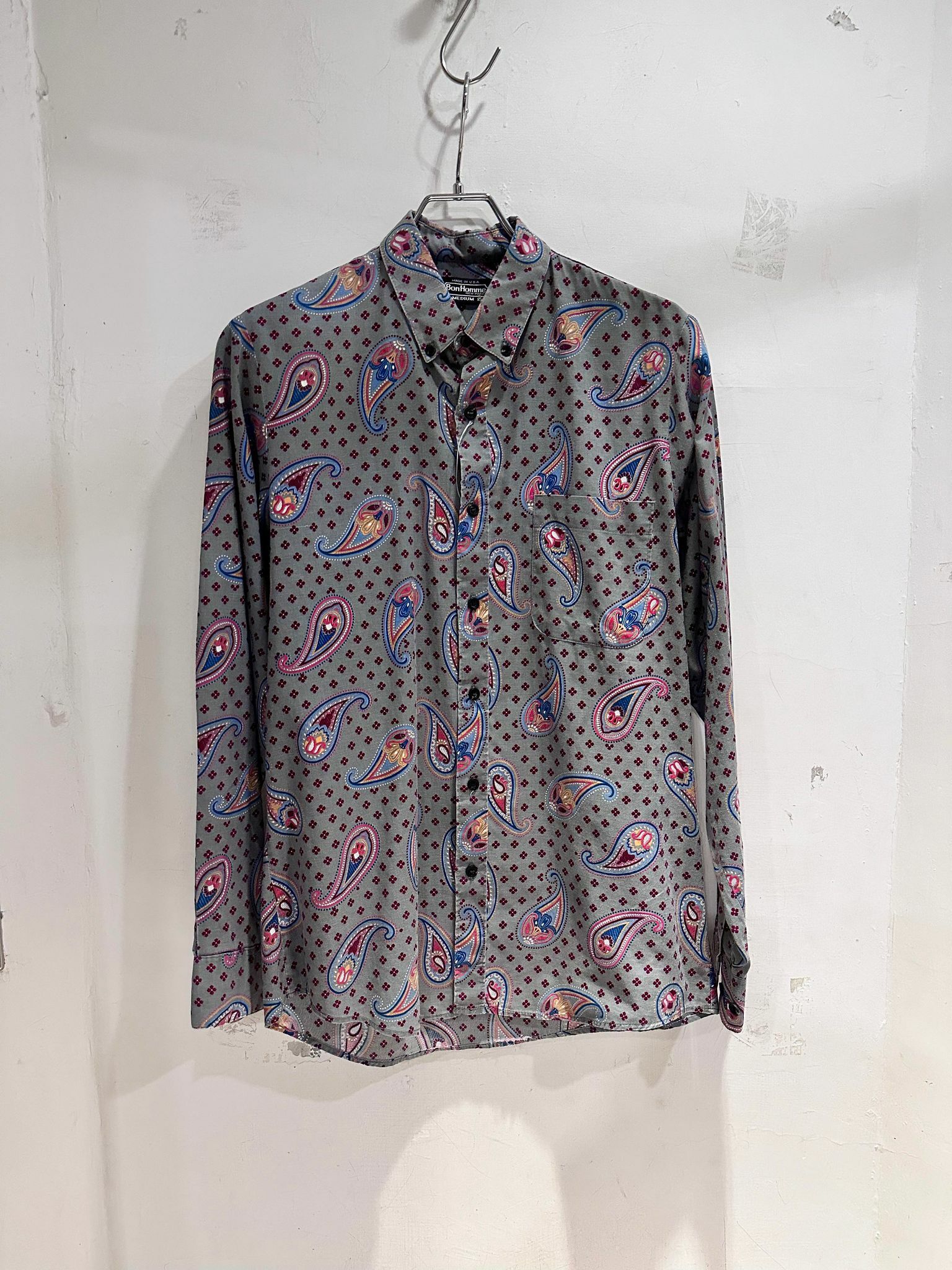 80s BonHomme Paisley Pattern L/S Shirt Made in USA