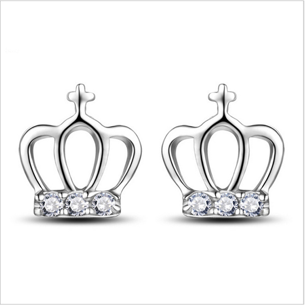 JK Korea noble classic 6mm four-prong silver stud earrings J0201