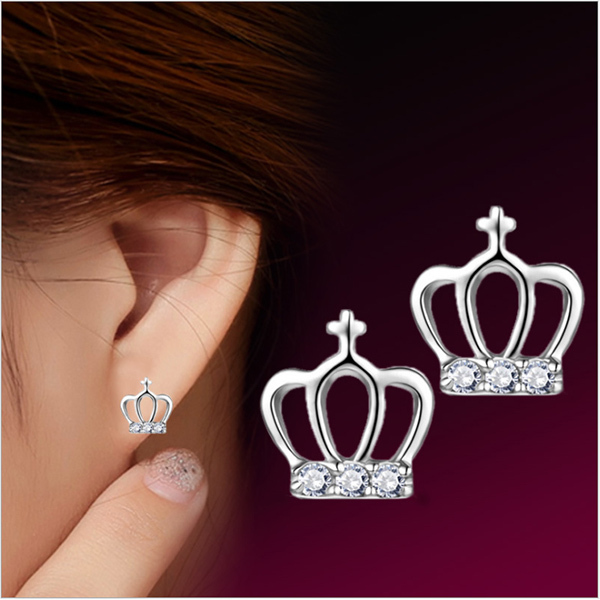 JK Korea noble classic 6mm four-prong silver stud earrings J0201
