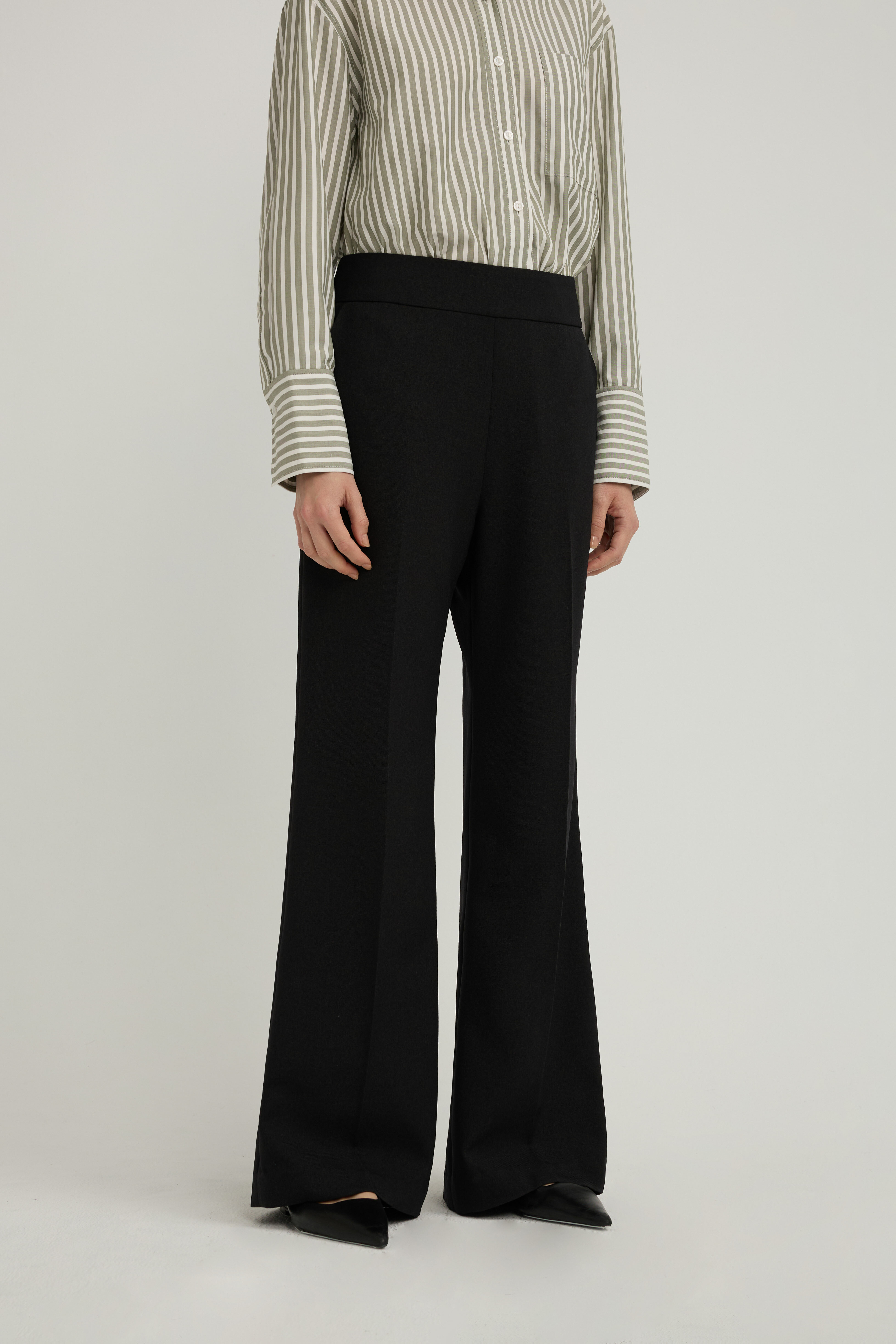 DELA 高腰直筒寬褲 女（黑）