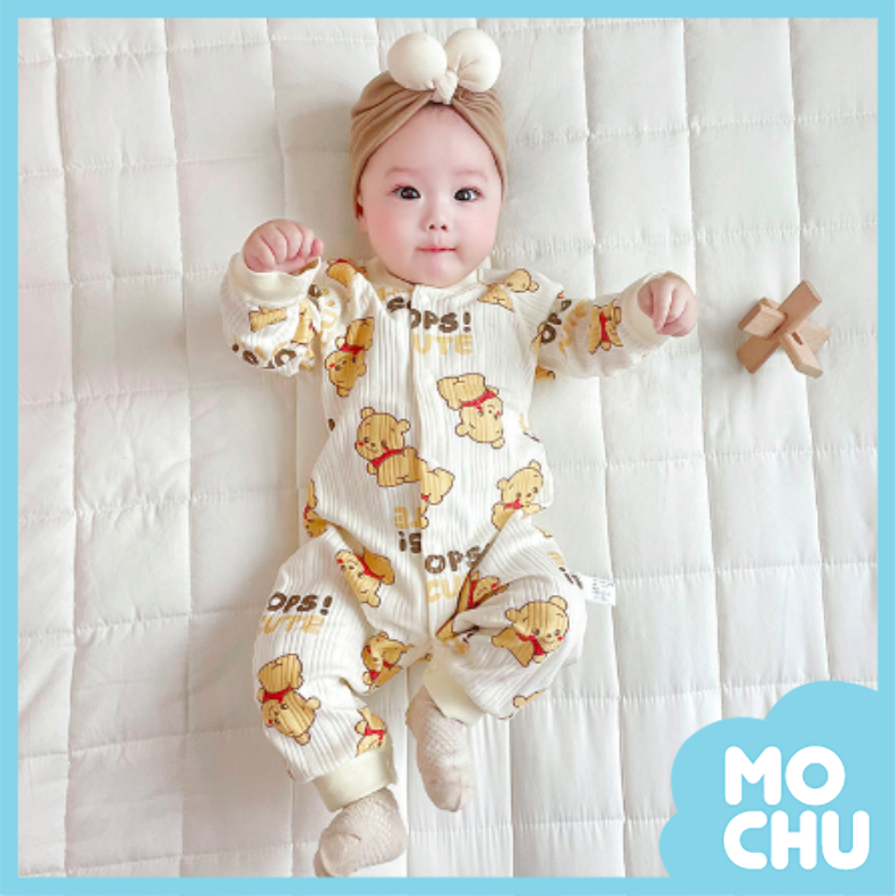 桑尼熊坑條長袖連身衣