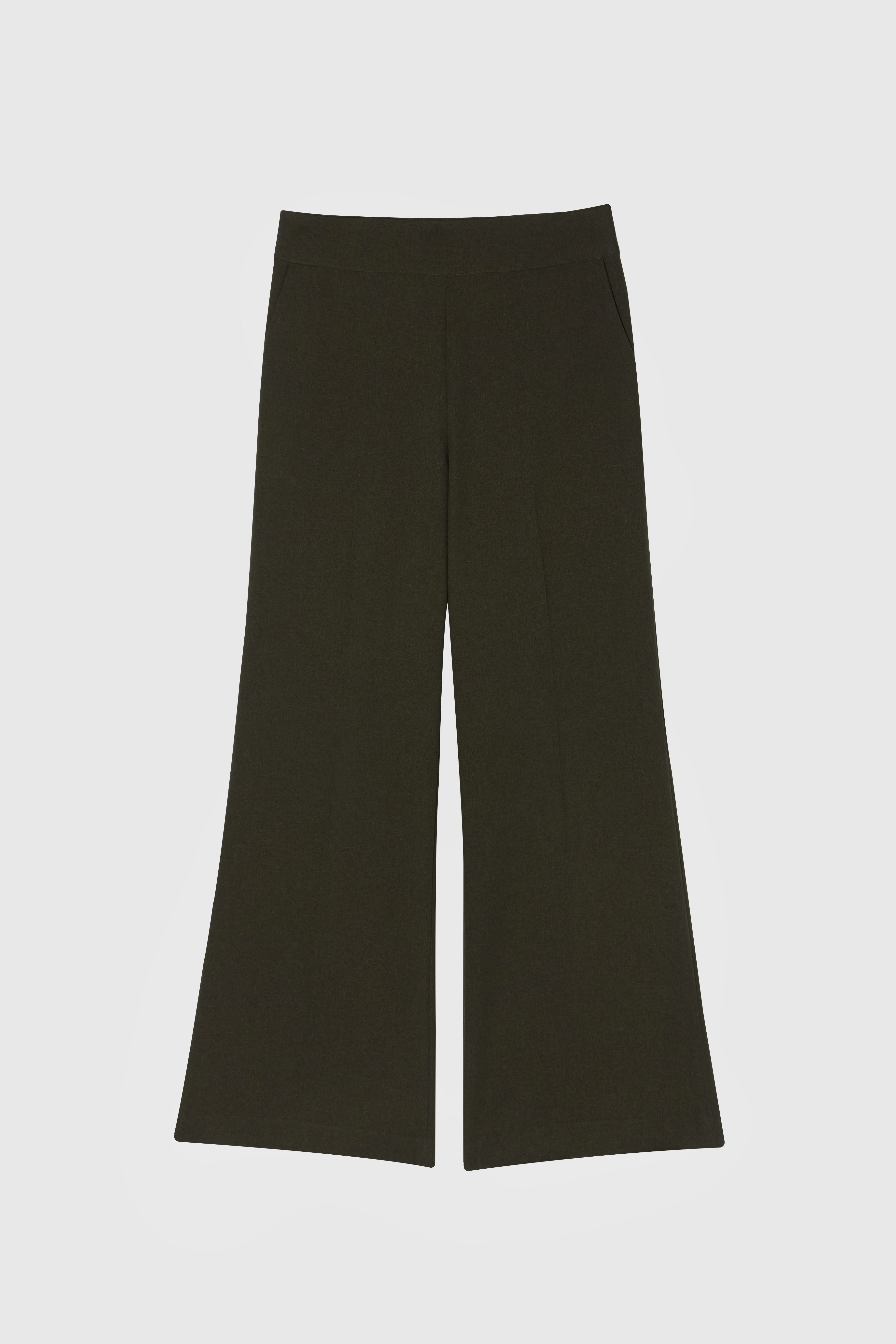 DELA 高腰直筒寬褲 女（苔蘚綠）