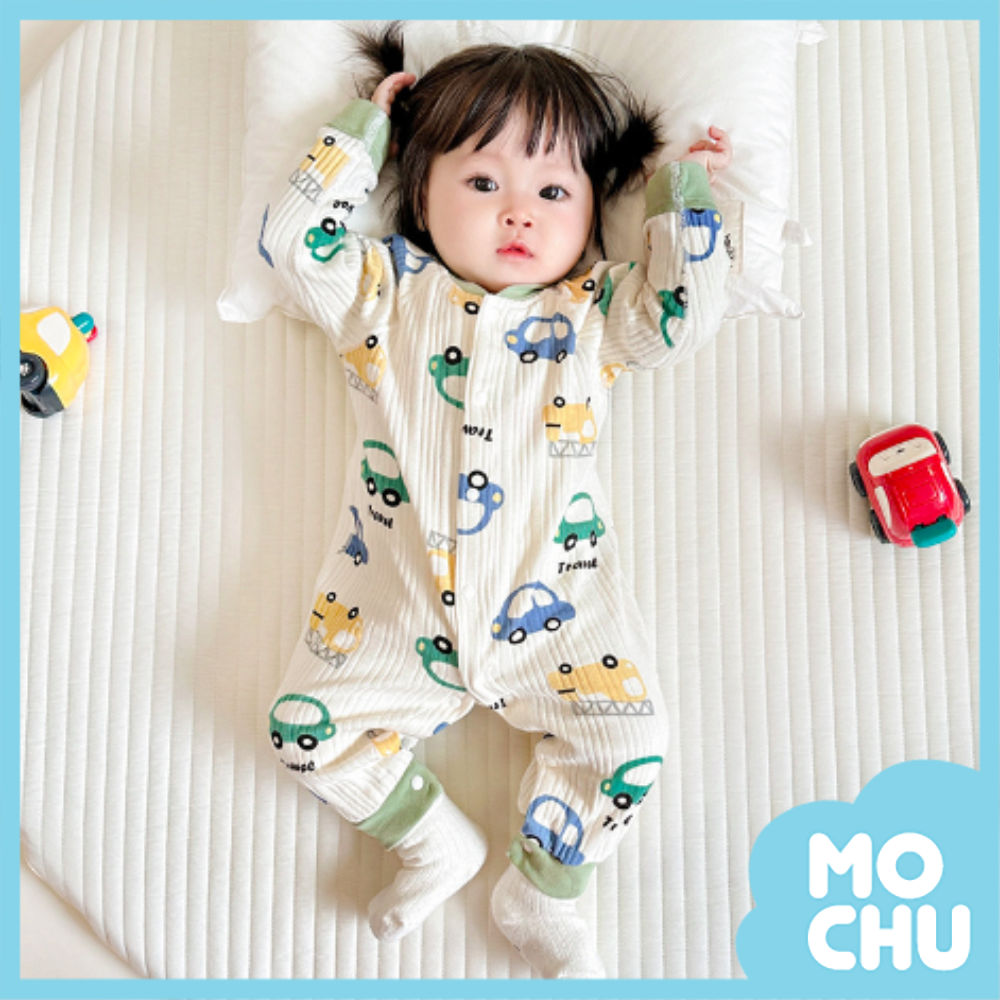 迷你車坑條長袖連身衣