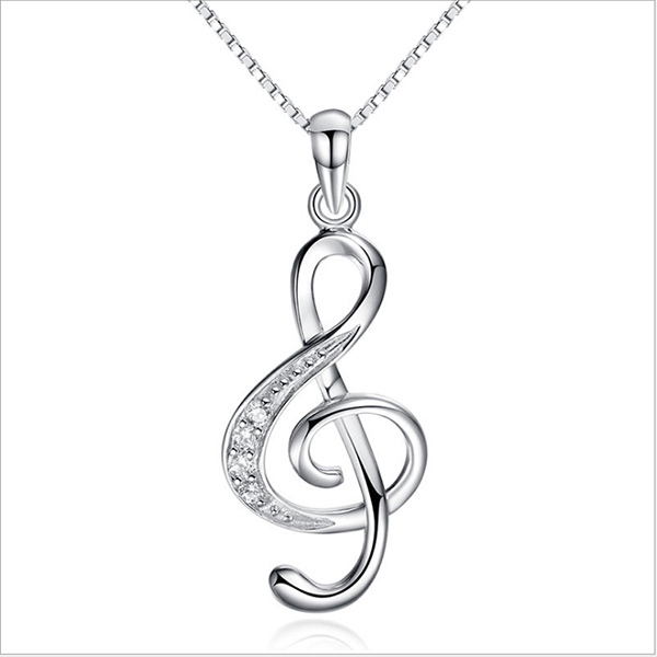 JK Korea Rhythm Note Pendant Silver Plated Jewelry J0206