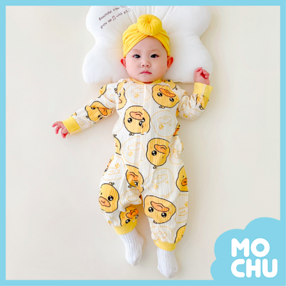 搗蛋鴨坑條長袖連身衣