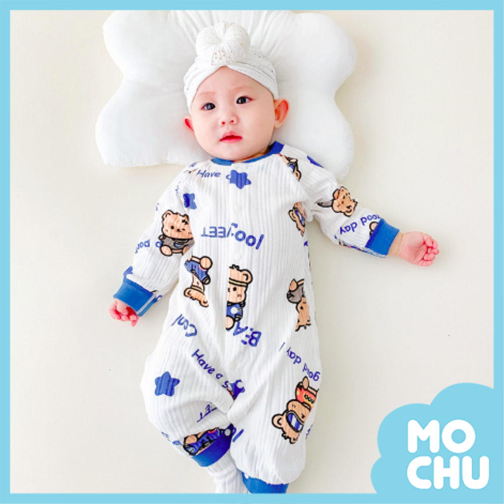 嗨皮熊坑條長袖連身衣