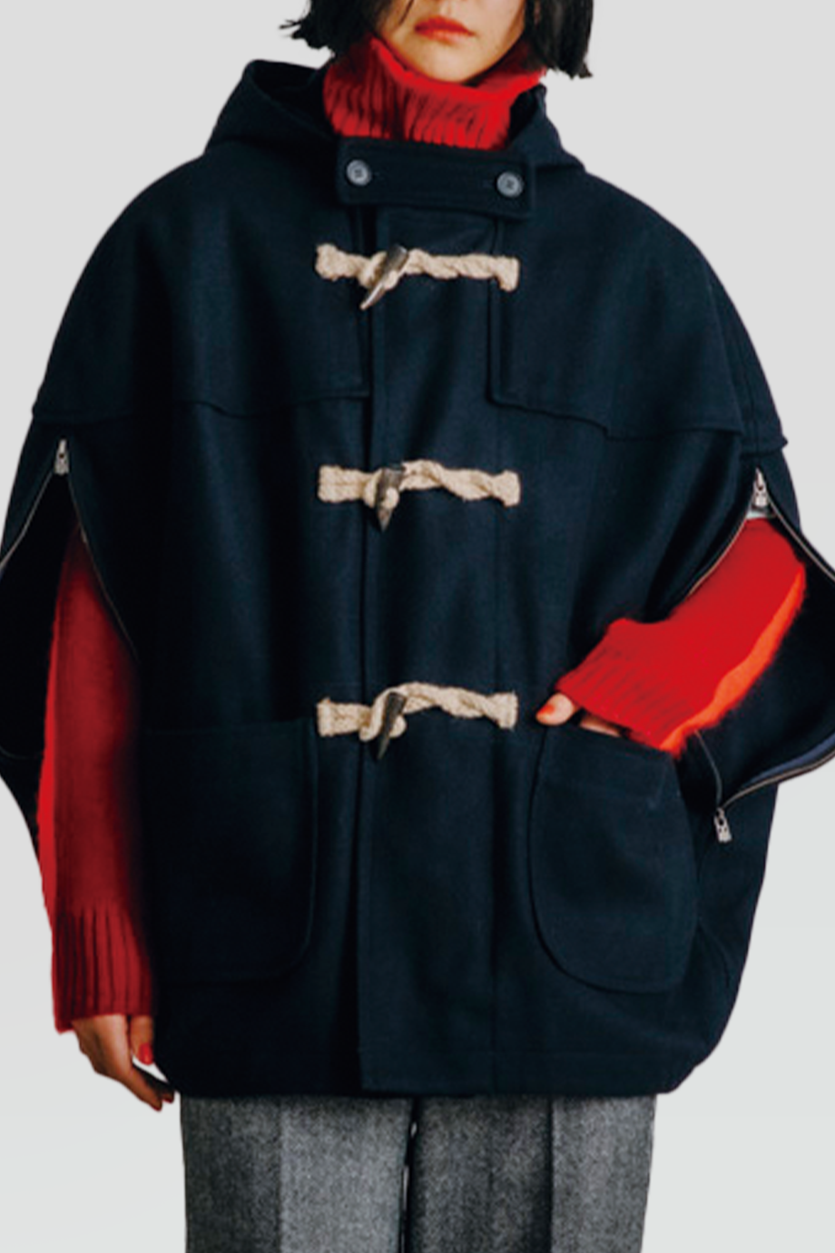 FACETASM｜WOOL 圓形連帽斗篷外套