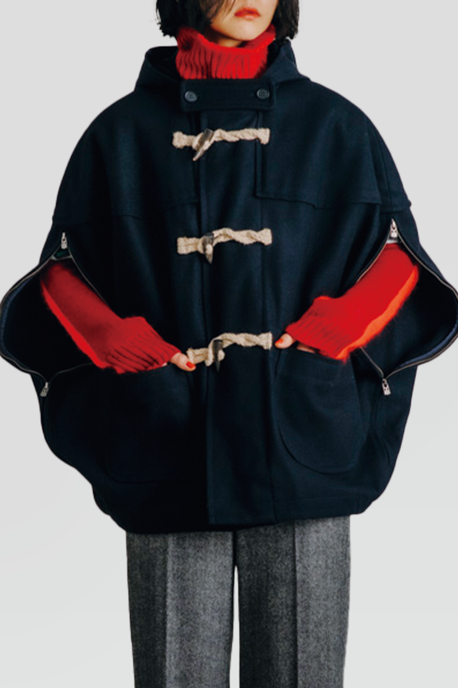 FACETASM｜WOOL 圓形連帽斗篷外套