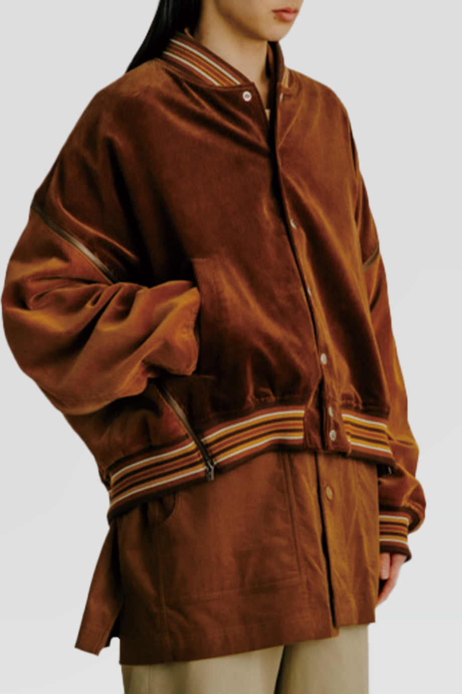 FACETASM｜CORDUROY 燈芯絨拉鏈拼接外套