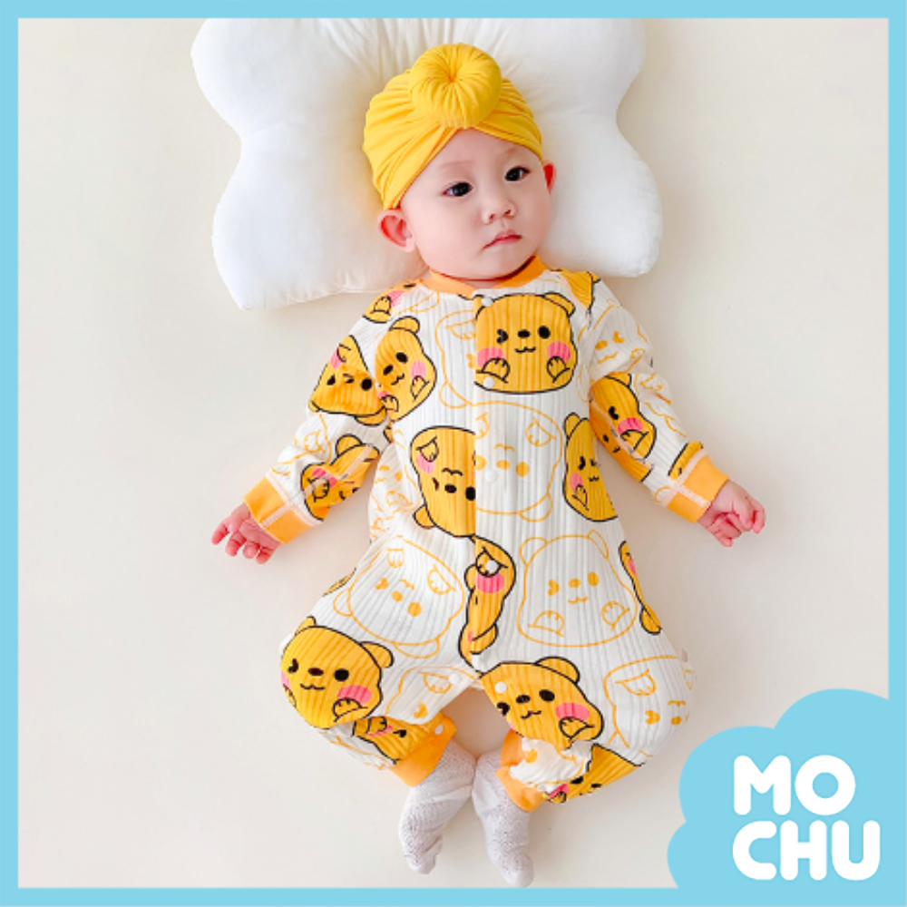 小熊寶坑條長袖連身衣