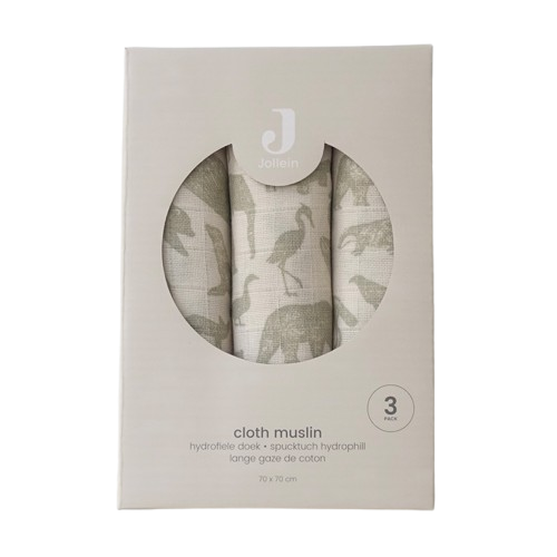 荷蘭Jollein 紗布巾-Animals Olive Green