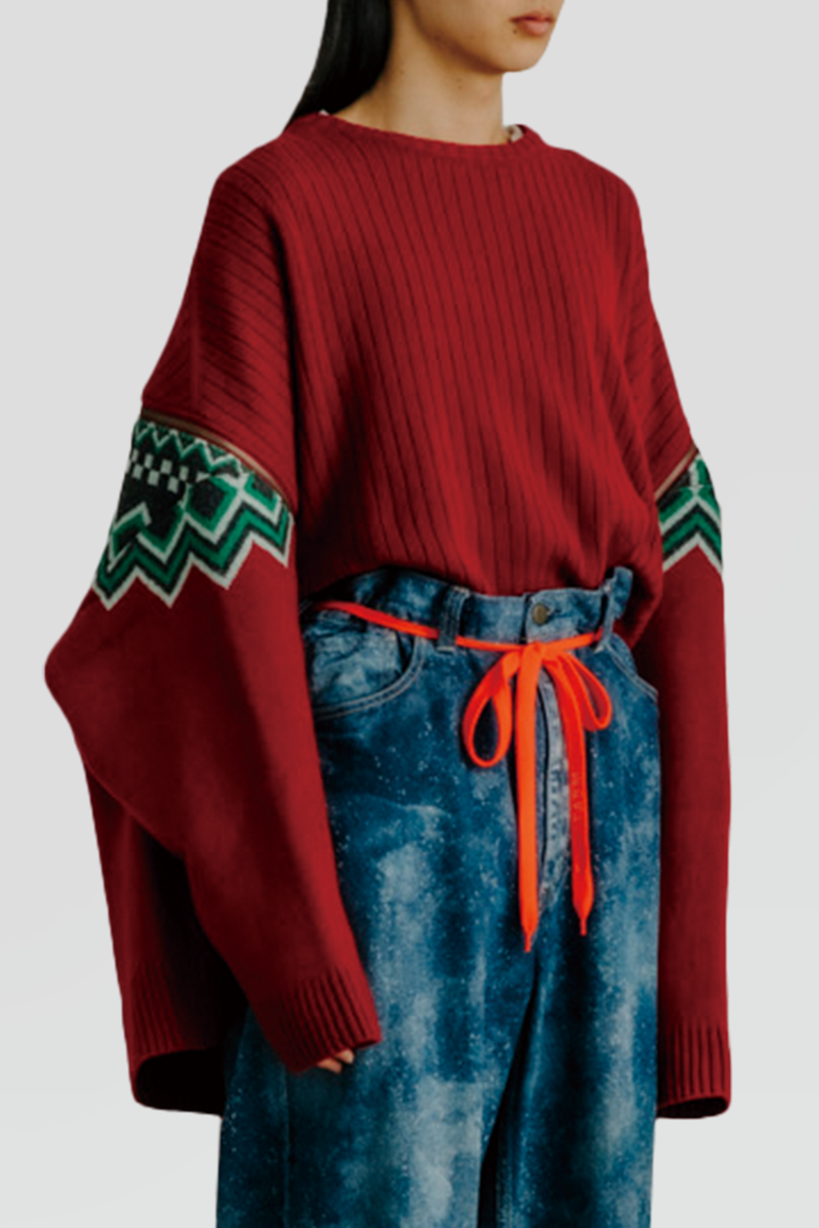 FACETASM｜NORDIC 北歐圖案拉鏈拼接針織衫