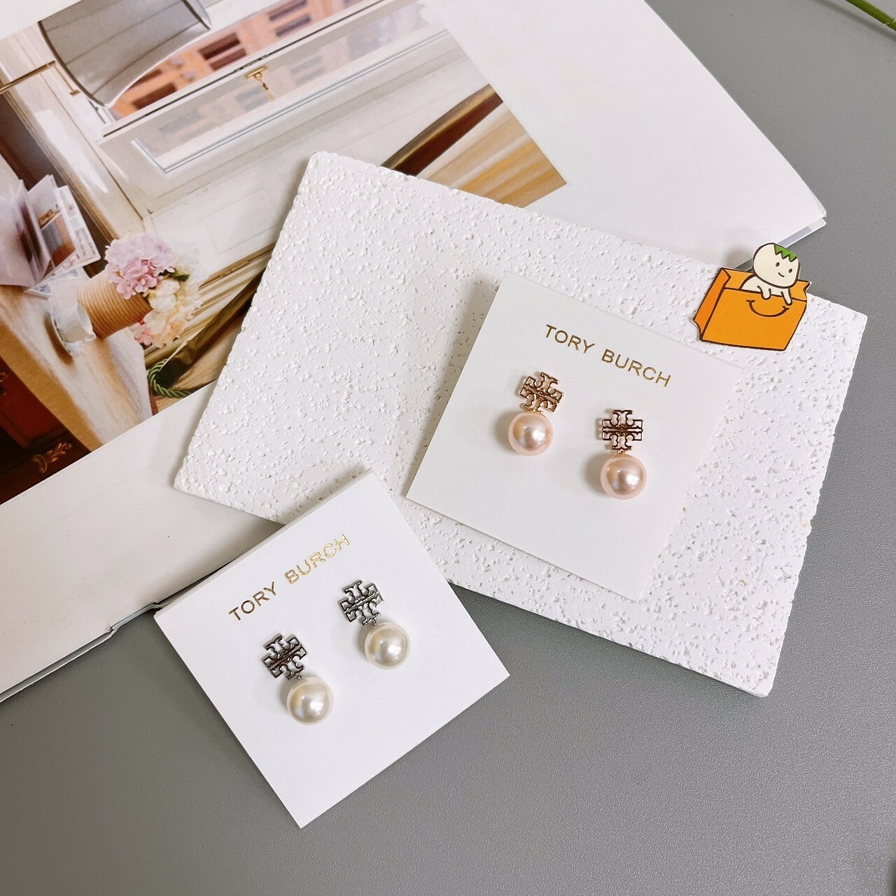 toryburch britten pearl drop earring