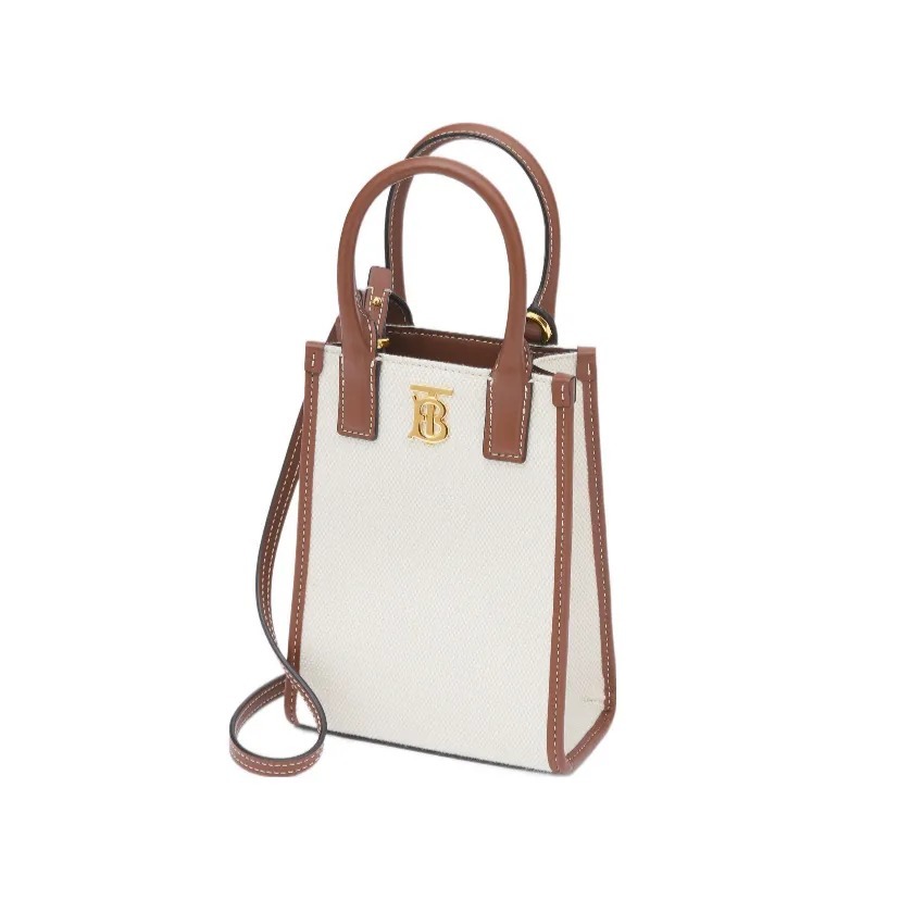BURBERRY Frances 帆布及皮革 迷你 托特袋