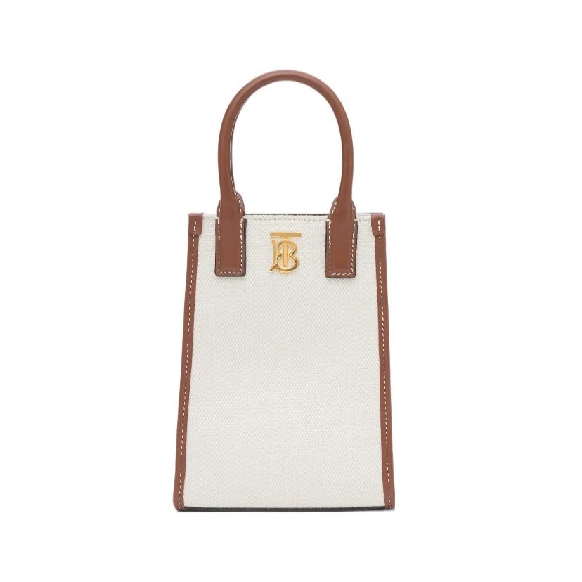 BURBERRY Frances 帆布及皮革 迷你 托特袋