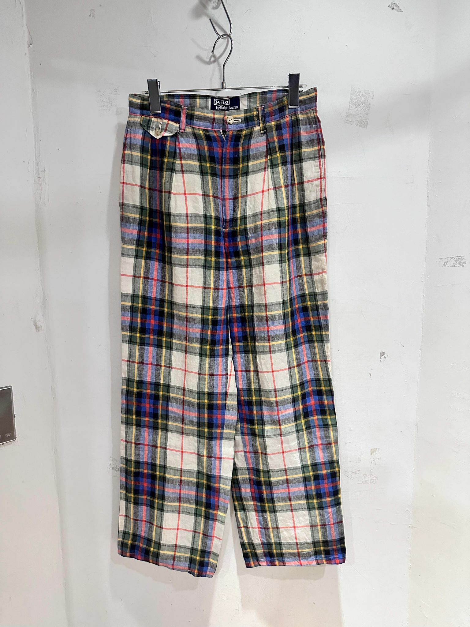90s Polo Ralph Lauren Linen Check Slacks Made in Japan