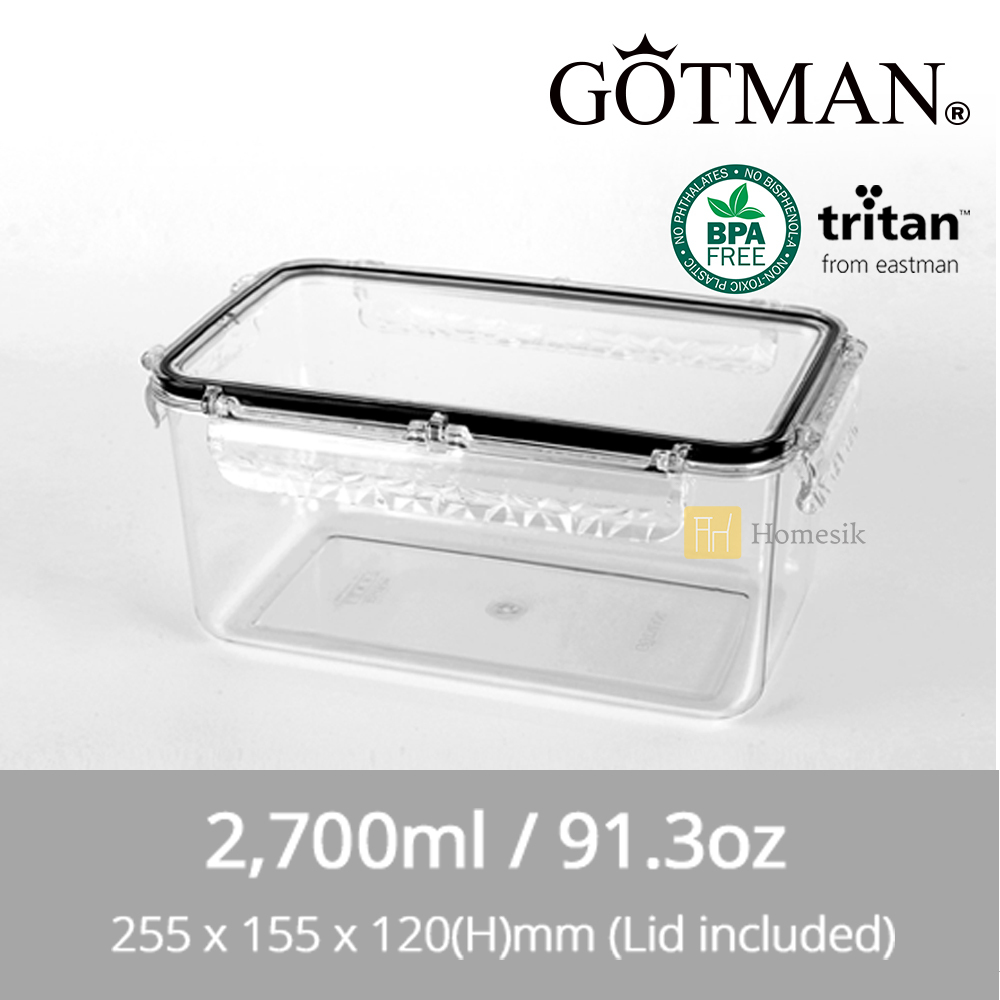 長方形 韓國專利水晶鎖Tritan保鮮盒 2700毫升