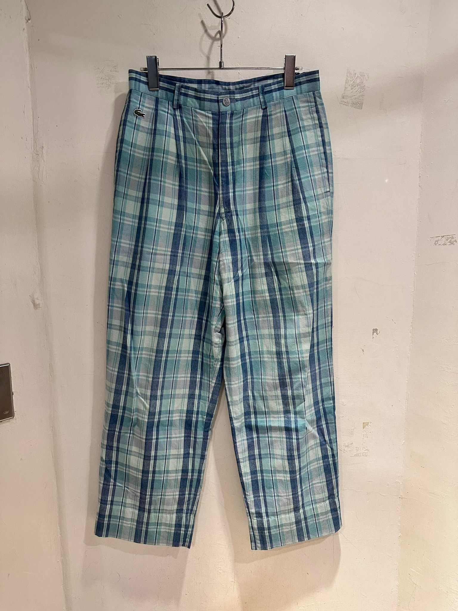 80s LACOSTE Cotton Check Pants *One Wash Deadstock W29