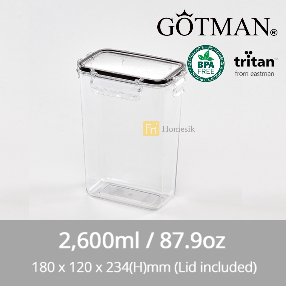 長方形 韓國專利水晶鎖Tritan保鮮盒 2600毫升