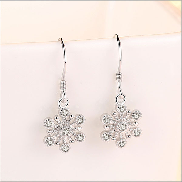 JK Korea fashion diamond snowflake earrings J0266