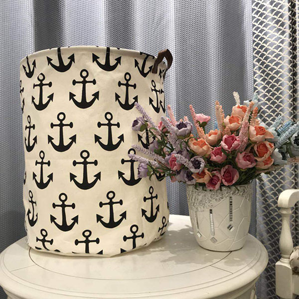 JK Korea Nordic fabric thickened cotton and linen storage bucket (random style) J0271