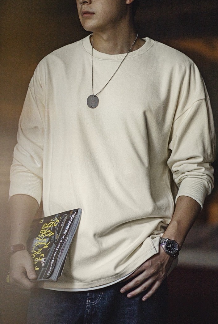 質感仿德絨基礎圓領長袖