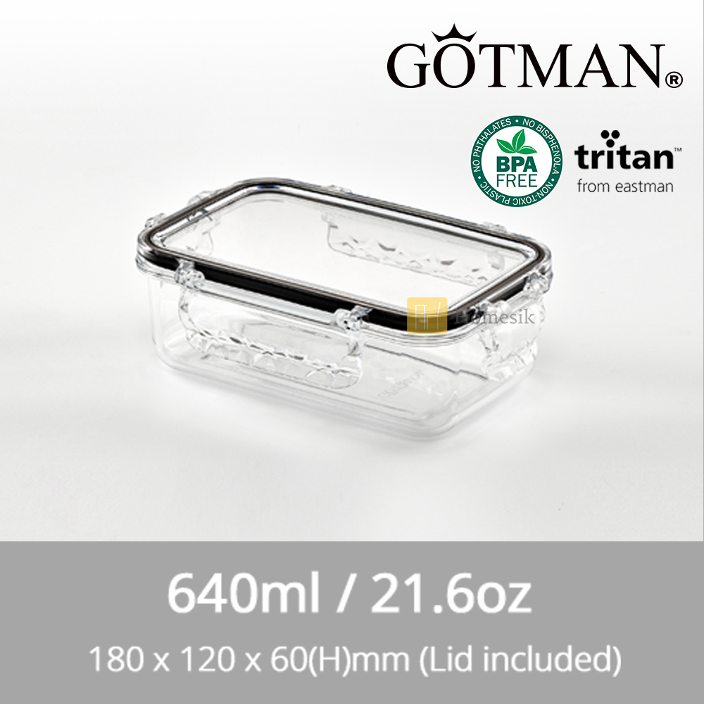 長方形 韓國專利水晶鎖Tritan保鮮盒 640毫升