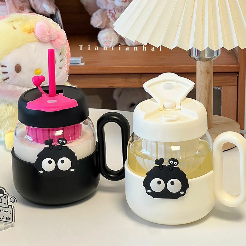 Bulbous Glass Cup (with Charcoal Ball Stickers) - 550ml