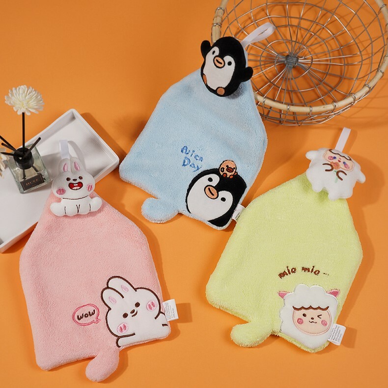 《4920》卡通立體玩偶刺繡印花珊瑚絨擦手巾