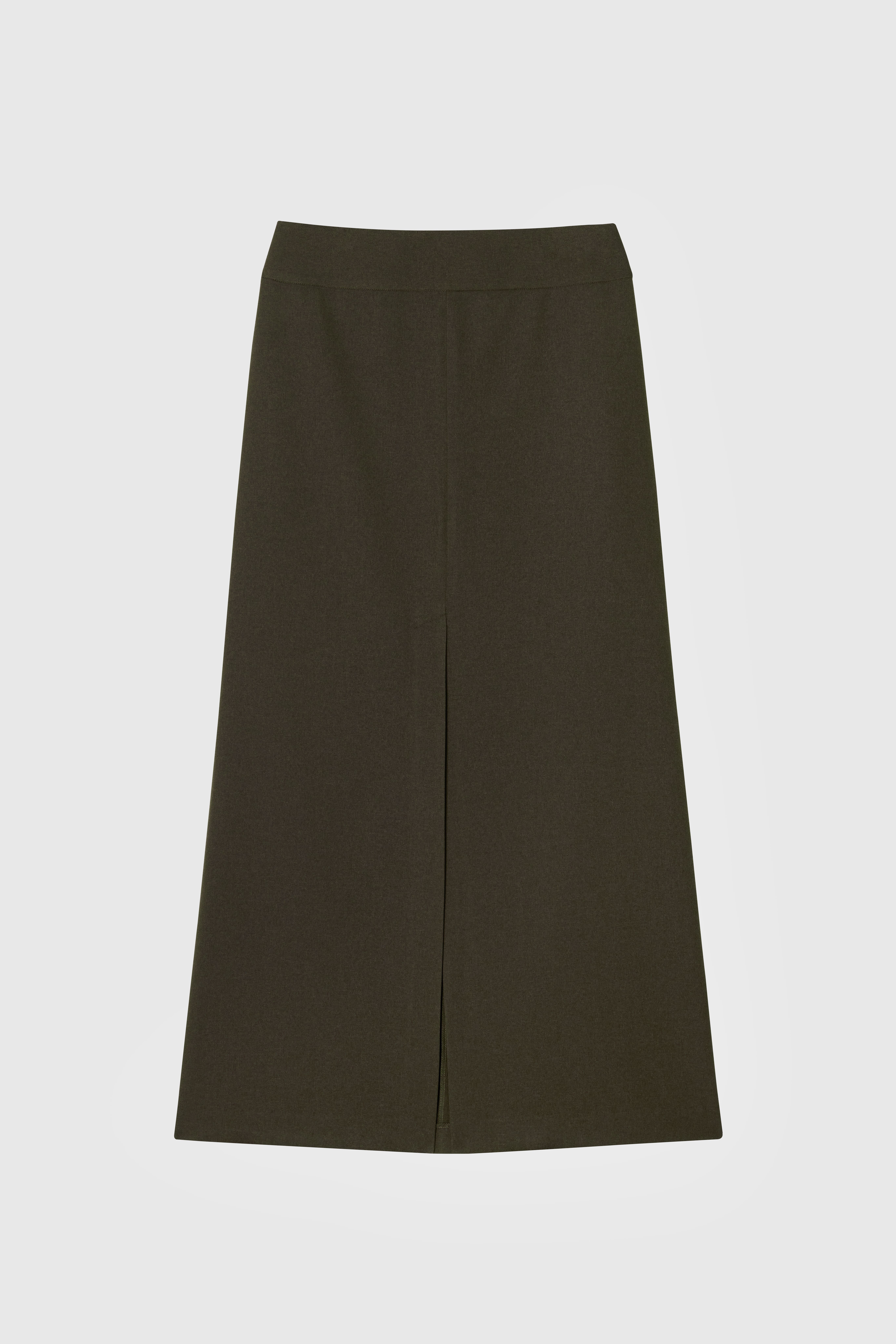 DELA 前開衩直筒長裙 女（苔蘚綠）