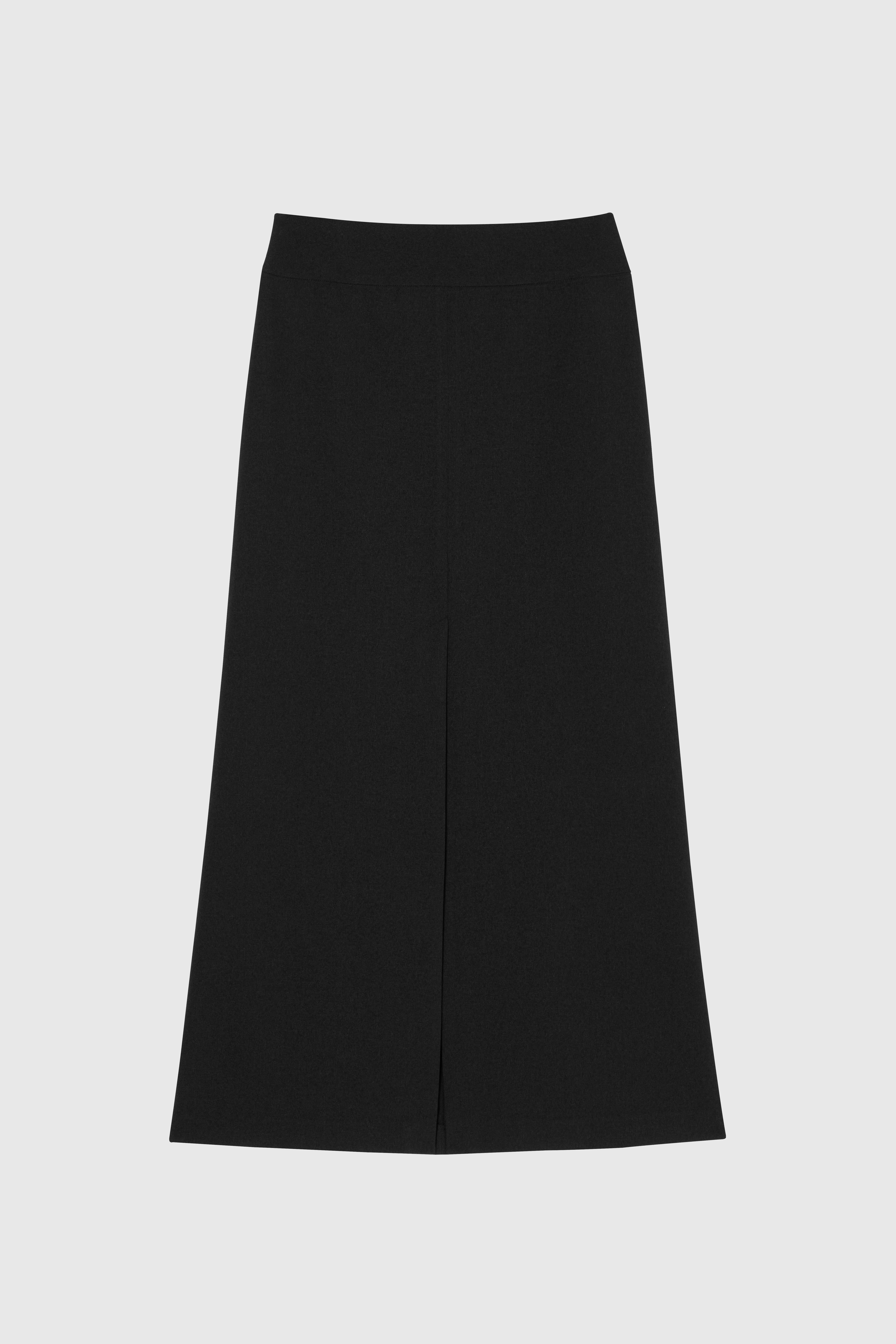 DELA 前開衩直筒長裙 女（黑）