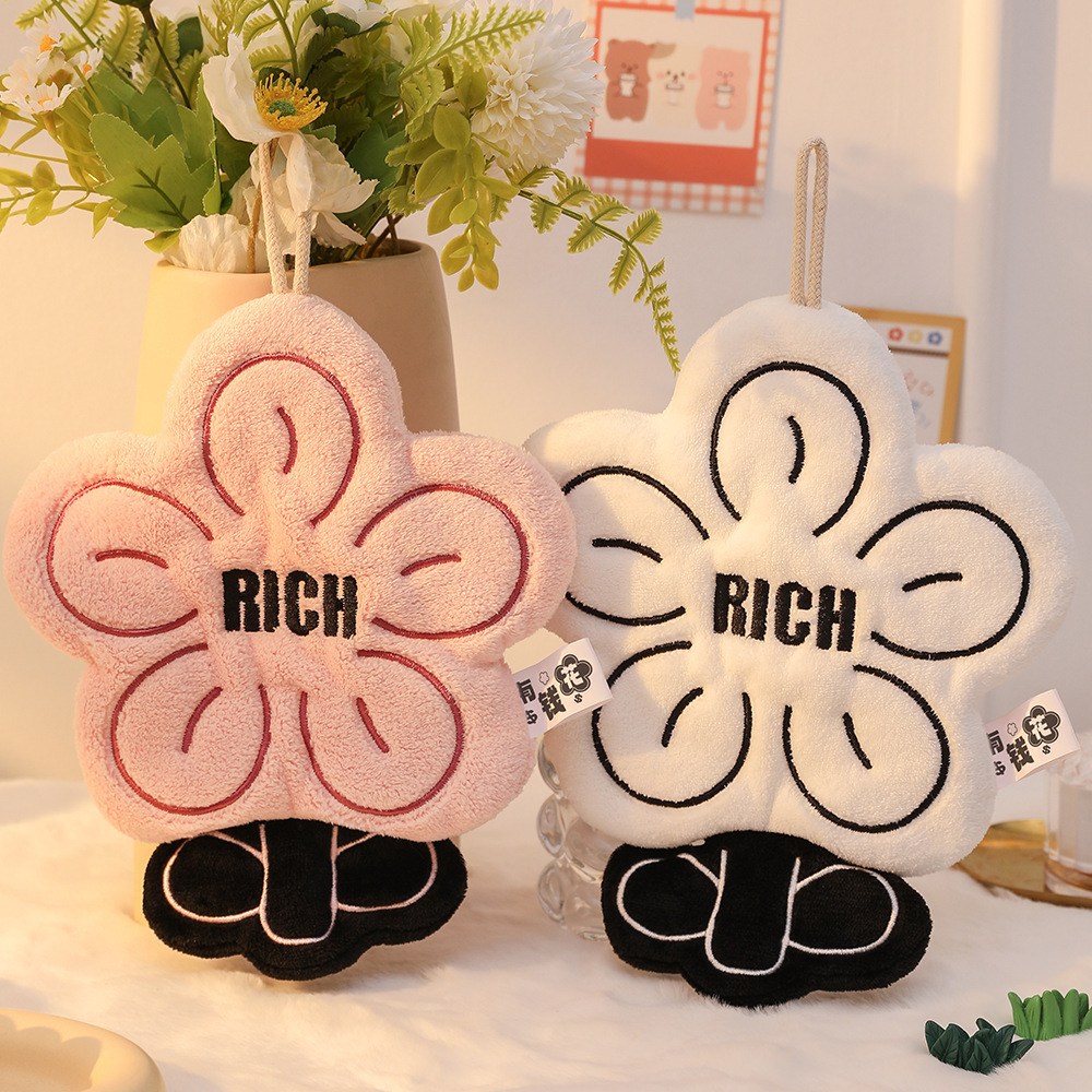 《4921》Rich有錢小花珊瑚絨加厚擦手巾