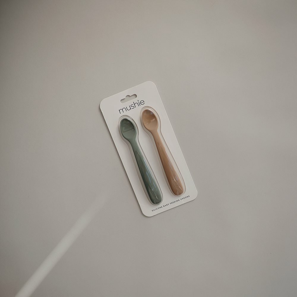 Mushie Silicone Feeding Spoons 2-Pack - Blush/Shifting Sand